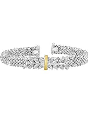Phillip Gavriel Sterling Silver and 18k Gold Diamond Cuff Bracelet